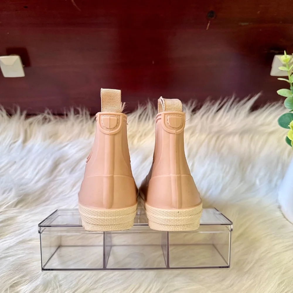 Zara Kids‎ Rubber Chelsea Rain Boots Blush Pink with cream details Size 25